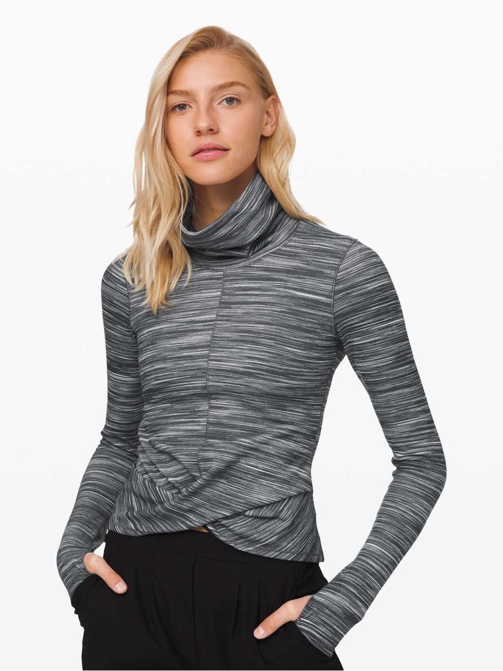 Lululemon Melodic Movement Long Sleeve Nulu Cowl Neck Space Dye Top Gray Size 2
